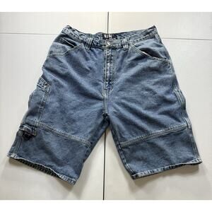 Vintage Body Machine Jean Shorts Baggy Cargo Mens 34 Blue Retro Grunge Jorts